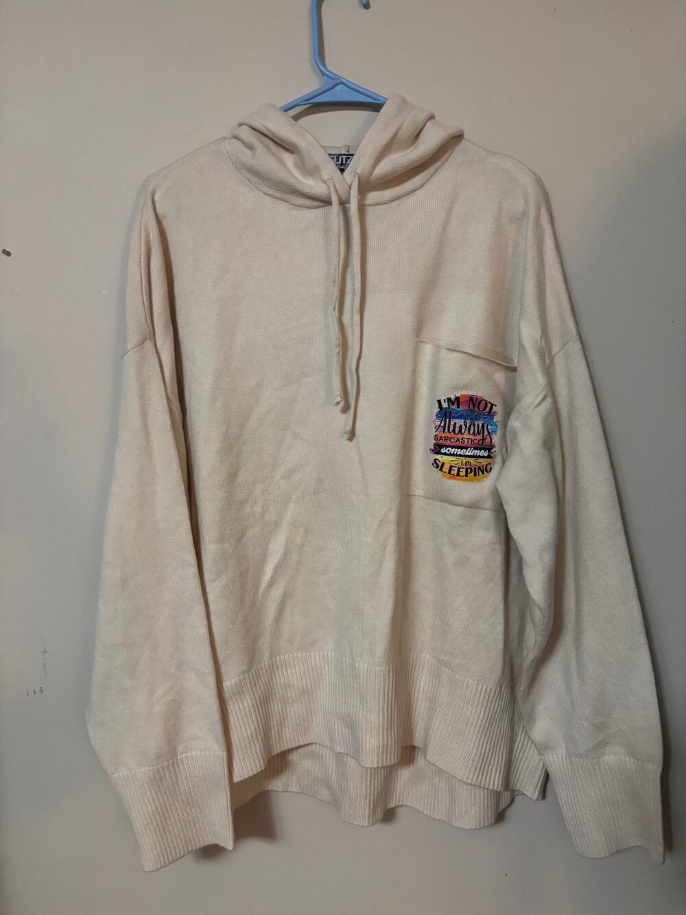 Custom made plus sized hoodie with pocket and funny print. Handmade 4XL nwt